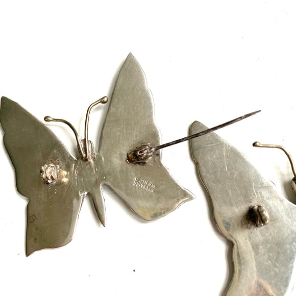 2 VTG sterling/abalone butterfly brooches - Picture 5 of 9